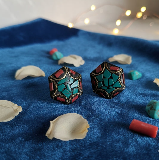Tibetan Style Lac Work Stud Earrings