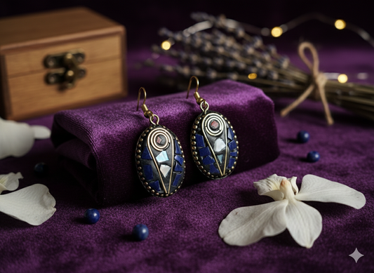 Boho Style Lac Work Ovel Shape Earrings