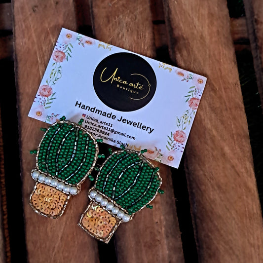 Cactus Handmade Beaded Earrings