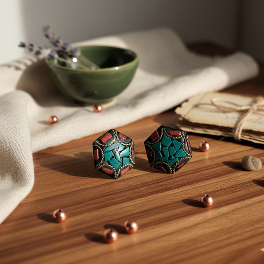Tibetan Style Lac Work Stud Earrings