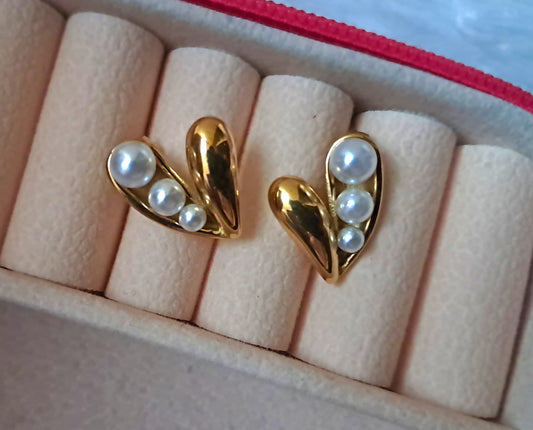 Heart Of Pearl Antitarnish Earrings