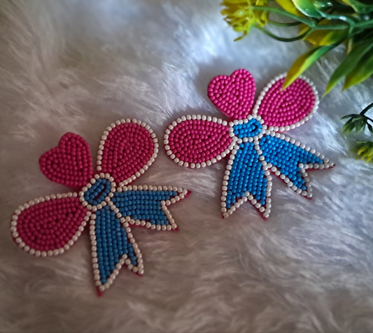 Bow Handmade Beaded Earrings