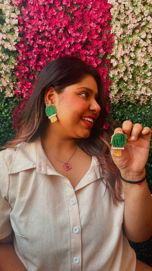 Cactus Handmade Beaded Earrings