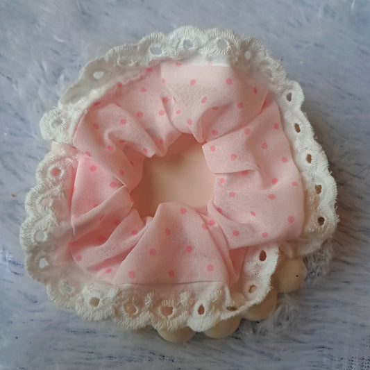 Pink Lace Scrunchies