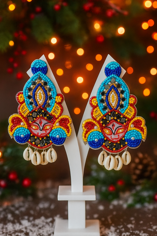 Handmade Durga Multicolor Beaded Earrings