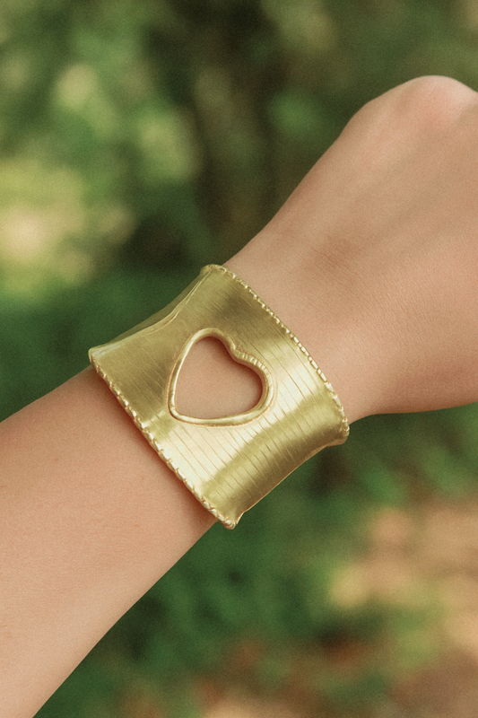Heart Brass Cuff