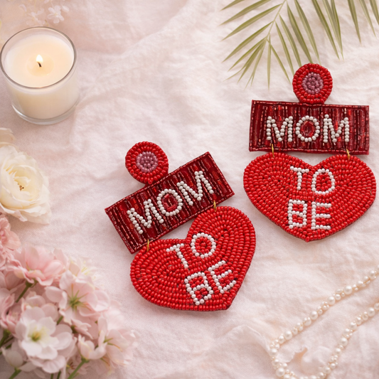 Mom To Be ( Red) Handmade Earrings
